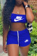 Blue Fashion Sportswear Print Patchwork Strapless Sleeveless Two Pieces