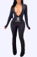 Black Fashion Sexy Letter Fold V Neck Jumpsuits