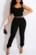 Black Sexy Casual Print Patchwork Backless Square Collar Skinny Jumpsuits