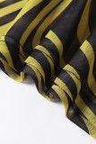 Yellow Sexy Print Patchwork O Neck Dresses