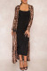 Black Fashion Casual Patchwork Hollowed Out Cardigan Outerwear