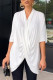 White Casual Solid Patchwork Fold Asymmetrical V Neck T-Shirts