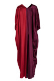 Red Fashion Casual Solid Patchwork V Neck Irregular Dress