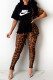 Yellow Fashion Street Print Patchwork O Neck Short Sleeve Two Pieces