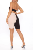Turquoise Sexy Solid Patchwork Halter Sleeveless Two Pieces