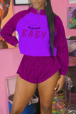 Pink Casual Sportswear Print Leopard Patchwork Zipper Collar Long Sleeve Two Pieces