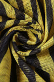 Yellow Sexy Print Patchwork O Neck Dresses