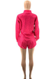 Pink Casual Sportswear Print Leopard Patchwork Zipper Collar Long Sleeve Two Pieces
