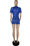 Orange Fashion Casual Print Basic O Neck Skinny Romper