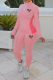 Pink Casual Print Patchwork Zipper Collar Long Sleeve Two Pieces