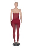 Blue Sexy Solid Mesh Strapless Skinny Jumpsuits
