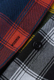 Multi-color Plaid Print Patchwork Turndown Collar Shirt Dress Dresses