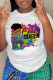 White Casual Street Print Patchwork Letter O Neck T-Shirts