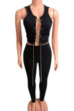 Grey Sexy Casual Solid Vests Pants O Neck Sleeveless Two Pieces