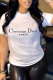 White Casual Street Print Patchwork Letter O Neck T-Shirts