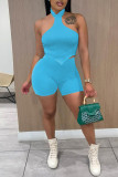 Coffee Sexy Casual Solid Backless Halter Sleeveless Two Pieces