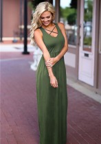 Green Brief Cute Asymmetrical Sleeveless Loose Long Club Dresses