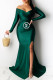 Green Fashion Elegant Print Letter V Neck Wrapped Skirt Dresses