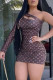 Brown Fashion Sexy Print Patchwork One Shoulder One Step Skirt Dresses