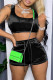 Black Sexy Casual Solid Backless U Neck Sleeveless Two Pieces