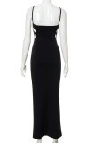 Black Sexy Solid Hollowed Out Spaghetti Strap Trumpet Mermaid Dresses