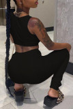 Grey Sexy Casual Solid Vests Pants O Neck Sleeveless Two Pieces