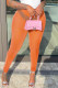 Orange Fashion Sexy Solid See-through Skinny High Waist Pencil Trousers