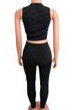 Grey Sexy Casual Solid Vests Pants O Neck Sleeveless Two Pieces