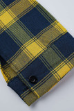 Multi-color Plaid Print Patchwork Turndown Collar Shirt Dress Dresses