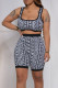 Black Casual Street Print Patchwork U Neck Two Pieces