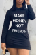 Black Casual Print Letter Hooded Collar Irregular Dress Dresses