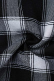 Multi-color Plaid Print Patchwork Turndown Collar Shirt Dress Dresses