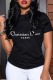 Black Casual Street Print Patchwork Letter O Neck T-Shirts