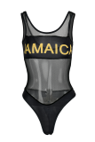 Red Sexy Print Patchwork Mesh Swimwears