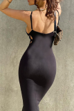 Black Sexy Solid Hollowed Out Spaghetti Strap Trumpet Mermaid Dresses