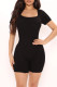 Black Fashion Casual Solid Bandage Backless U Neck Skinny Romper