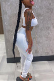 Grey Sexy Casual Solid Vests Pants O Neck Sleeveless Two Pieces