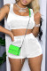 White Sexy Casual Solid Backless U Neck Sleeveless Two Pieces