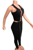 Grey Sexy Casual Solid Vests Pants O Neck Sleeveless Two Pieces