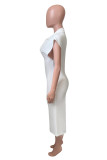 Pink Fashion Casual Solid Basic Turndown Collar Sleeveless Dress