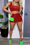 Red Sexy Casual Solid Backless U Neck Sleeveless Two Pieces