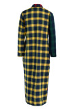 Multi-color Plaid Print Patchwork Turndown Collar Shirt Dress Dresses