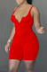 Red Sexy Casual Solid Backless V Neck Sleeveless Two Pieces