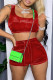 Red Sexy Casual Solid Backless U Neck Sleeveless Two Pieces