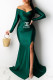 Green Fashion Sexy Print Slit Letter V Neck Wrapped Skirt Dresses