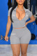Grey Casual Sportswear Print Patchwork Zipper Zipper Collar Short Sleeve Two Pieces