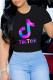 Black Fashion Street Print Letter O Neck T-Shirts
