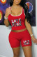 Red Fashion Casual Print Letter U Neck Sleeveless Two Pieces