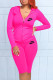 Rose Red Fashion Sportswear Print Letter Hooded Collar Long Sleeve Two Pieces