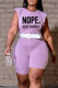 Purple Fashion Casual Letter Print Basic O Neck Regular Romper (Without Belt)